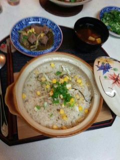 コーン水菜粥定食(血管ダイエット982)-レシピのメイン写真