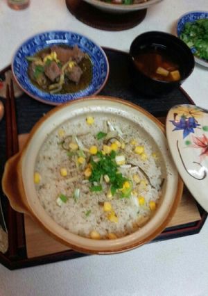 コーン水菜粥定食（血管ダイエット982）-レシピのメイン写真