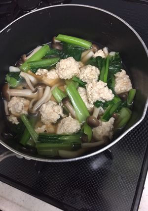 小松菜と鶏モモミンチダンゴ-レシピのメイン写真