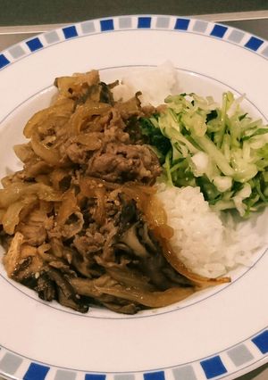 豚肉丼にキャベツと水菜の塩もみごま油和え-レシピのメイン写真