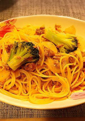 フライパン1つで中華風肉そぼろパスタ-レシピのメイン写真