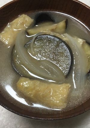ナスと玉ねぎと油揚げのみそ汁-レシピのメイン写真