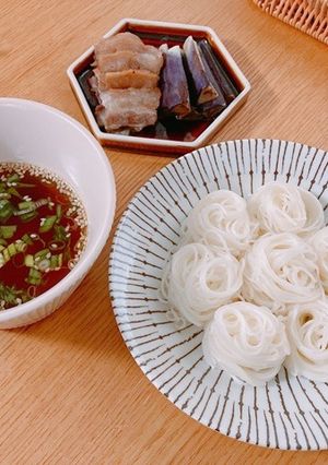 茄子と豚肉のつけそうめん-レシピのメイン写真