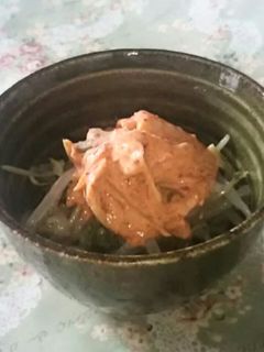 モヤシと豆苗のやみつきマヨキムチ和え♪-レシピのメイン写真