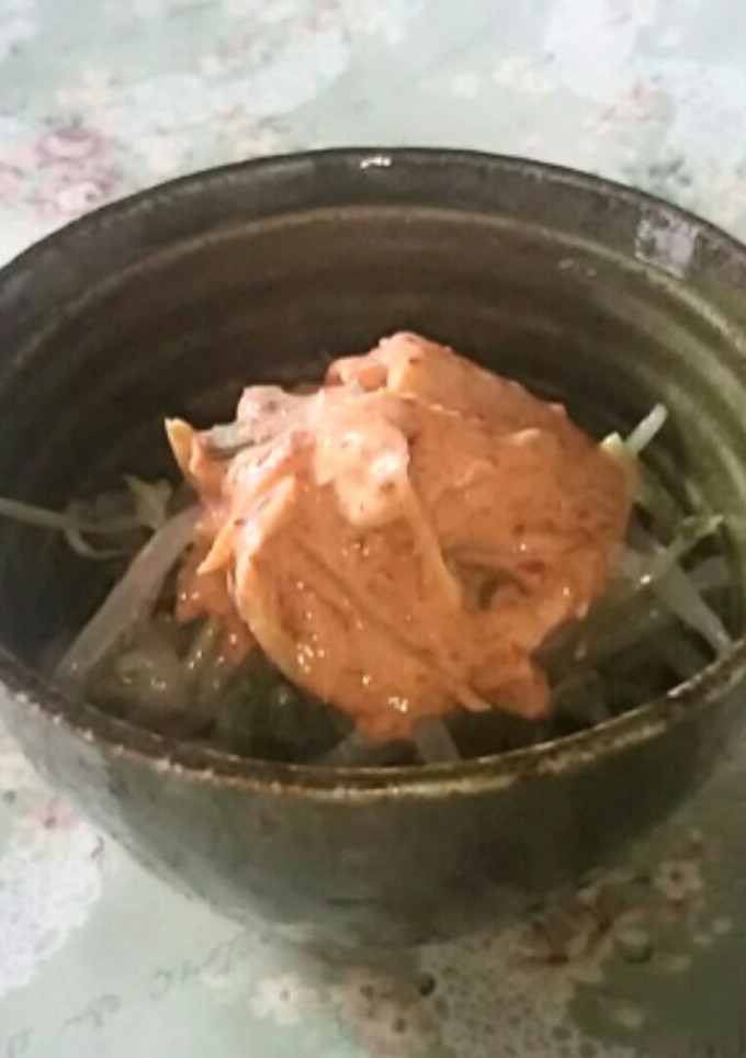 モヤシと豆苗のやみつきマヨキムチ和え♪-レシピのメイン写真