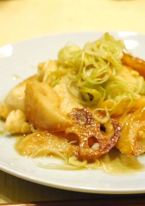 鶏むね肉とれんこんのがっつり系香味だれ-レシピのメイン写真