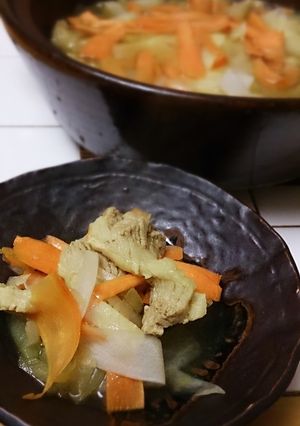 簡単カレー風味ひらひら鍋×シメパスタ-レシピのメイン写真