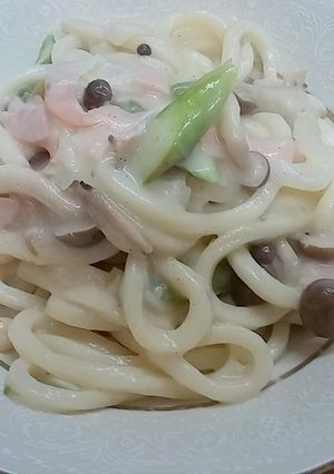 簡単、うどんカルボナーラ-レシピのメイン写真