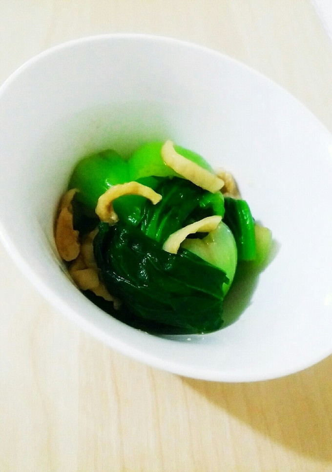 青梗菜と鶏皮のおひたし(カラシ醤油和え)-レシピのメイン写真