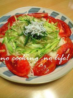 カラフル夏野菜サラダそうめん☆-レシピのメイン写真