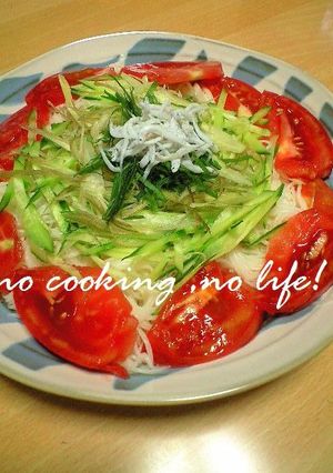 カラフル夏野菜サラダそうめん☆-レシピのメイン写真
