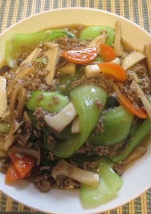 中華風・青梗菜とキノコの餡かけ炒め♪-レシピのメイン写真