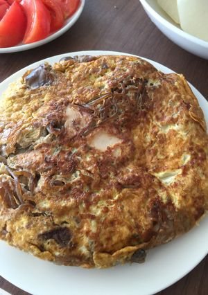 簡単！残り物すき焼きでスペインオムレツ！-レシピのメイン写真