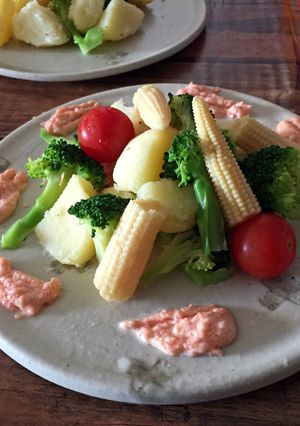 温野菜の明太マヨソース④-レシピのメイン写真