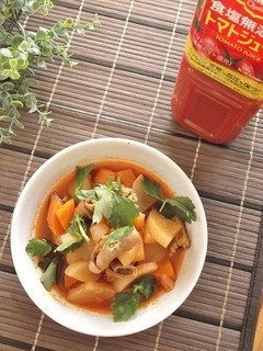 圧力鍋で♪大根とモツのトマトジュース煮-レシピのメイン写真