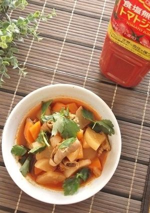 圧力鍋で♪大根とモツのトマトジュース煮-レシピのメイン写真