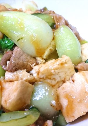 お父さんの青梗菜で肉豆腐-レシピのメイン写真