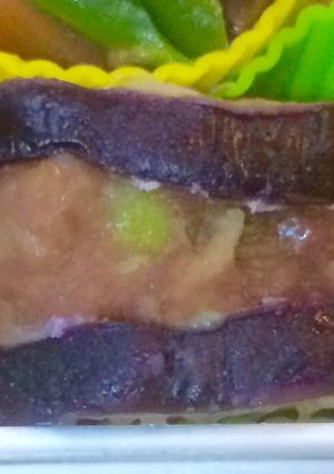 お弁当用に…茄子と挽き肉のはさみ蒸し-レシピのメイン写真