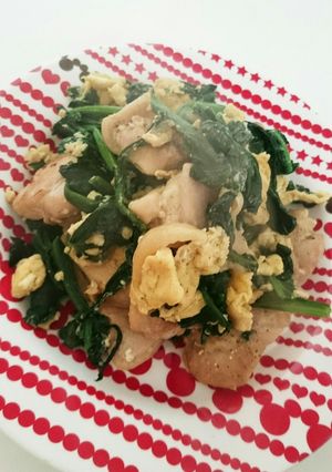 ほうれん草と鶏肉の卵炒め-レシピのメイン写真