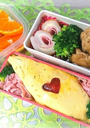 時短簡単節約☆愛情オムライス弁当♪-レシピのメイン写真