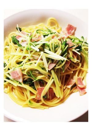 【簡単】水菜とベーコンの和風パスタ-レシピのメイン写真
