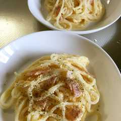 รูปของ カルボナーラ風パスタ♪