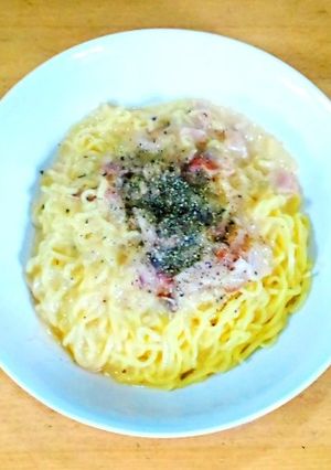 クリームシチューからの、カルボナーラ風-レシピのメイン写真