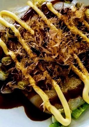 餅ねぎ焼き☝お好み焼風ソース味♪もち消費-レシピのメイン写真