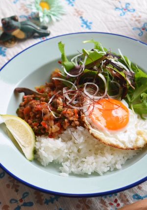 大豆のお肉でヘルシーガパオライス♪-レシピのメイン写真