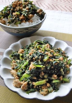 大根の葉と豚ひき肉の炒め物-レシピのメイン写真