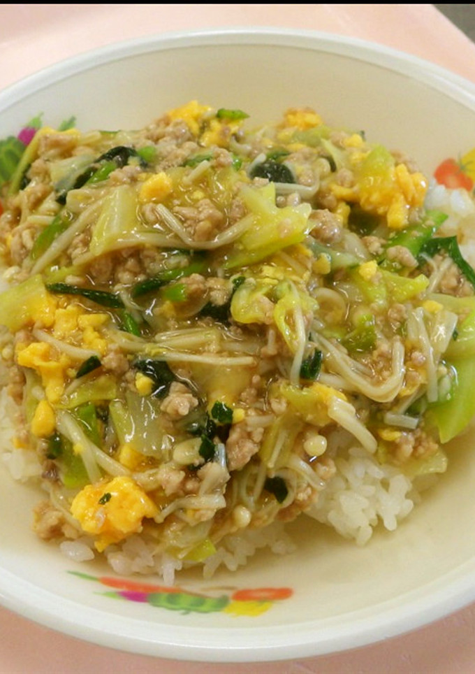 餃子風あんかけ丼　★宇都宮学校給食-レシピのメイン写真