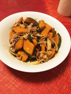 かぼちゃ、豚肉、舞茸の秋炒め-レシピのメイン写真