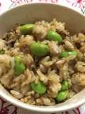 枝豆と海苔の佃煮の混ぜご飯♪おにぎりにも