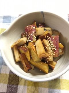 サツマイモとレンコンの黒酢炒め-レシピのメイン写真