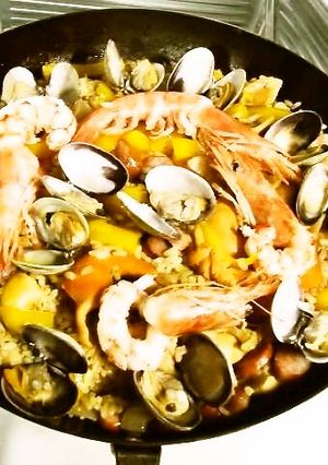 有頭海老＆あさりのパエリア　フライパンで-レシピのメイン写真