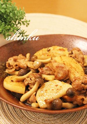 簡単♪ホクホク長芋と豚肉のバター醤油炒め-レシピのメイン写真