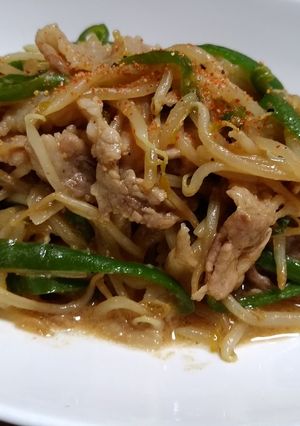 お手軽！豚肉とピーマンのもやし味噌炒め-レシピのメイン写真