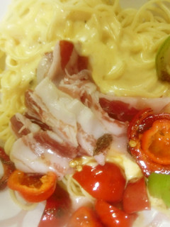 生ハムと唐辛子のクリームパスタ-レシピのメイン写真