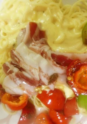 生ハムと唐辛子のクリームパスタ-レシピのメイン写真