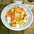 サーモンと長いものネバコロ塩こんぶナムル