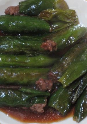 ネギの中に肉だねを入れて焼いてみた-レシピのメイン写真