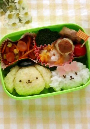 ポムポムプリン＆マカロン簡単キャラ弁♡-レシピのメイン写真
