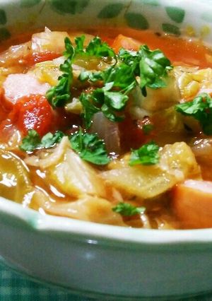ⅲ重ね煮でキャベツとトマトのスープ-レシピのメイン写真