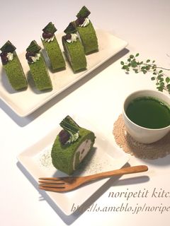 ノンオイル♡抹茶シフォンロールケーキ♡-レシピのメイン写真