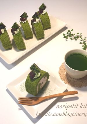 ノンオイル♡抹茶シフォンロールケーキ♡-レシピのメイン写真
