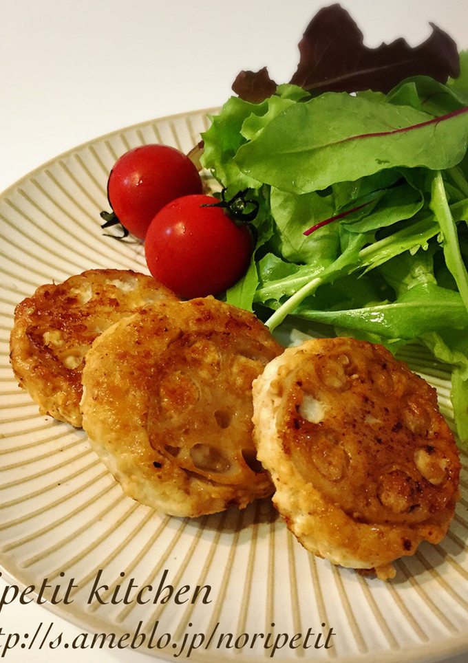 お豆腐deふわふわ♡れんこんのはさみ焼き-レシピのメイン写真