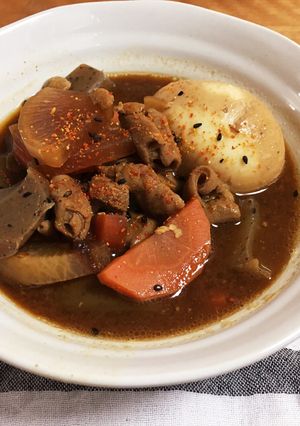 具だくさんのモツ煮（ご飯のおかずに）-レシピのメイン写真