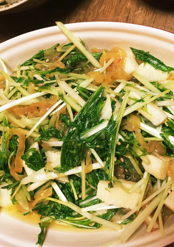 みず菜とクラゲの中華あえ(^^)-レシピのメイン写真