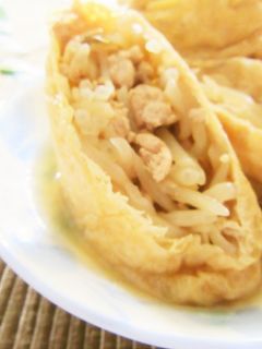 材料3つ節約おかず♡もやしと挽肉の巾着煮-レシピのメイン写真