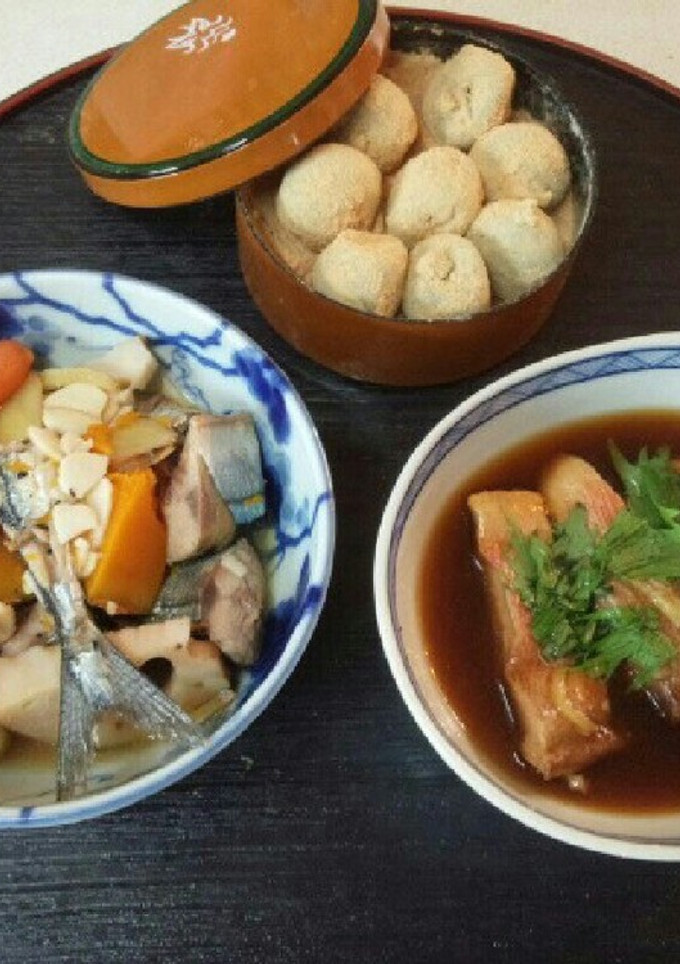 魚煮付二品と団子（血管ダイエット994）-レシピのメイン写真